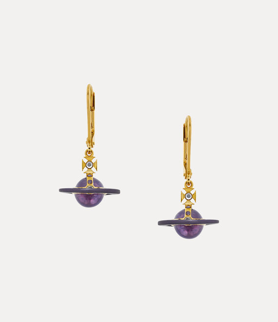 Vivienne Westwood Petite Original Orb Earrings in GOLD/CRYSTAL Crystal/LAVENDER CZ/LAVENDER Enamel